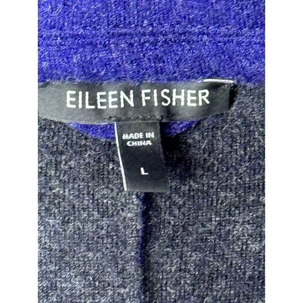 Eileen Fisher Boiled Wool Blazer Jacket Royal Blue Button Lightweight Size Large